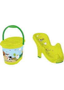 keeeper , Badesitz »Kinderpflege-Set Funny Farm«, Badesitz und Windeleimer , grün , Baby-Badesitze