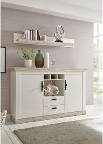 Home Affaire , Sideboard &raquo;Florenz&laquo;, im romantischen Landhaus-Look, Breite 168 cm , wei&szlig; , Pinie wei&szlig;