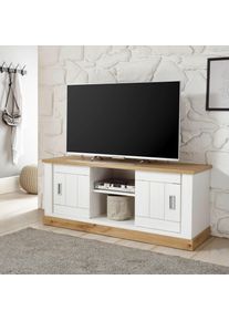 Home Affaire , Lowboard &raquo;ORLANDO&laquo;, im romantischen Landhaus-Look , wei&szlig; , Pinie Weiss Dekor