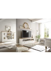 Home Affaire , Lowboard &raquo;Westminster&laquo;, im angesagten Landhaus-Look , wei&szlig; , Pinie Weiss Dekor, Applikation Wotan Eiche Dekor