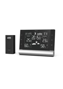 Hama , Wetterstation Funkuhr "Black Line Plus", Schwarz , schwarz