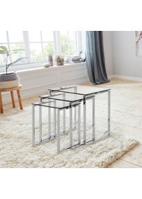 Andas , Beistelltisch »Karina«, (Set), mit einer Glastischplatte aus klarem Glas und Chromgestell , farblos , klar/chrom