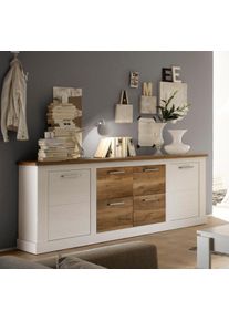 TRENDTEAM , Sideboard &raquo;Toronto&laquo;, Breite 207 cm , wei&szlig; , piniefarben wei&szlig;-satin nussbaumfarben