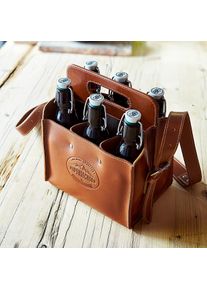 Alpenleder Getr&auml;nketasche Alpensechser, Bottlebag, Flaschentasche, 6 x 0,5 l, cognac