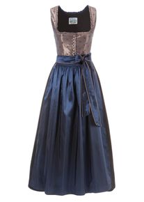 Turi Landhaus , Dirndl, (2 tlg.), lang mit Kopfverschluss , grau , 34 , taupe-k&ouml;nigsblau , Wundersch&ouml;ne R&uuml;schen zieren den Ausschnitt , Trachtenmode