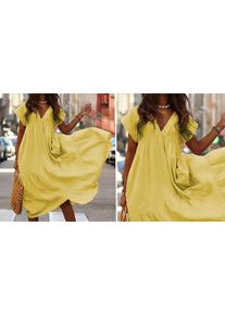 Summer Smock V-Neck Maxi Dress - 4 Colours & 3 Sizes