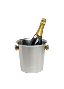 ich-zapfe Seau à champagne et à mousseux, acier inoxydable 18/8, mat avec anses dorées, 5,0 litres