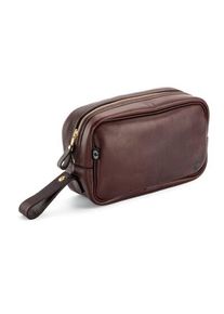 Croots Leder-Washbag Dunkelbraun