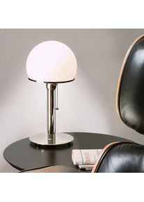 Tecnolumen Wagenfeld WA 24 Lampe de table, Ø 18 H : 36 cm, nickel/blanc opalin WA24