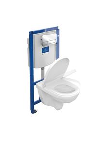 Villeroy & Boch Villeroy & Boch O.novo Pack WC suspendu ViConnect, fond creux L : 56 l : 36 cm, bride plate, avec abattant plaque de déclenchement chromeée 5660D201