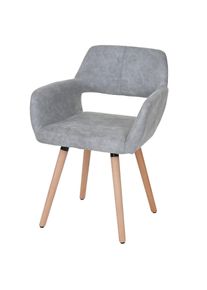 Esszimmerstuhl HWC-A50 II, Stuhl Küchenstuhl, Retro 50er Jahre Design ~ Textil, vintage betongrau, helle Beine