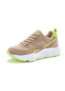 Lascana Dames Sneakers laag beige / neongroen 41