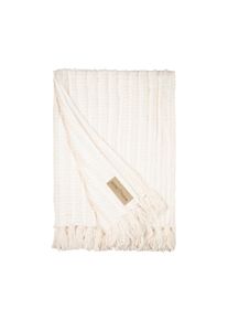 Winter Home Gebreide deken van chenille en imitatiebont, ecru