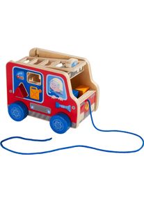 Haba , Nachziehfahrzeug &raquo;Feuerwehrauto&laquo;, aus Holz , bunt