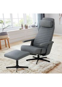 Andas Tv-Sessel »Thrum«, Inklusive Hocker Und Kopfkissens, Fernsehsessel, Relaxsessel grau, Größe B/H/T: 66 cm x 113 cm x 118 cm Webstoff Webstoff,...