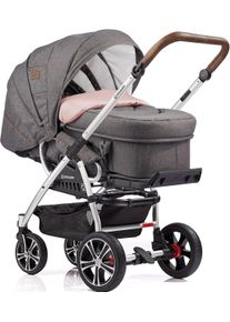 Gesslein , Kombi-Kinderwagen &raquo;F4 Air+ C2 Compact, Grau meliert/Rosa&laquo;, Made in Germany; Kinderwagen , rosa , Kinderwagen