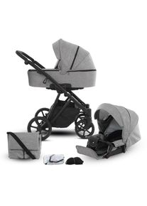 Knorrbaby , Kombi-Kinderwagen »Luzon Black Edition, Graphit«, 15 kg, Gestell faltbar; Made in Europe; Kinderwagen , grau , Kinderwagen