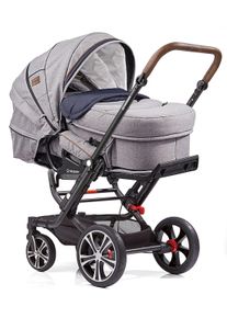 Gesslein , Kombi-Kinderwagen &raquo;F6 Air+, Black/Tabak&laquo; mit Tragetasche &raquo;C2 Compact, Grau/Blau&laquo;, ; Kinderwagen , grau , Kinderwagen