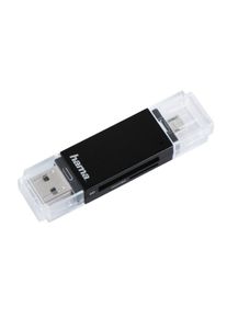 Hama , USB-2.0-OTG-Kartenleser "Basic", SD/microSD, Schwarz , schwarz , USB-micro-Stecker Typ B für Smartphones und Tablet-PCs