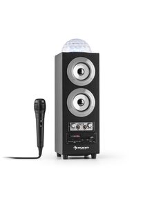 Auna , Portabler 2.1-Bluetooth-Lautsprecher USB , weiß , Inkl. Fernbedienung und flexiblen Kabel-Mikrofon