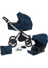 Knorrbaby , Kombi-Kinderwagen »Life+ 2.0 Silver Edition, Marine-Blau«, 15 kg, Gestell faltbar; Made in Europe; Kinderwagen , blau , Kinderwagen