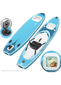 Sportstech , Inflatable SUP-Board »WBX_AQUEMINI«, (Set, 9 tlg., mit Paddel, Pumpe, Transportrucksack und Sitz), Sichtfenster , blau ,...