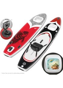 Sportstech , Inflatable SUP-Board »WBX_REDFIREFISH«, (Set, 9 tlg., mit Paddel, Pumpe, Transportrucksack und Sitz), Sichtfenster , rot ,...
