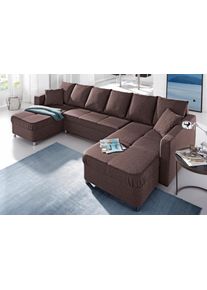 Jockenhöfer Jockenhöfer Gruppe Wohnlandschaft »Lyon«, Inklusive Bettfunktion Und Bettkasten, Ottomane Beidseitig Montierbar braun, Größe B/H/T: 319 cm x 82 cm...