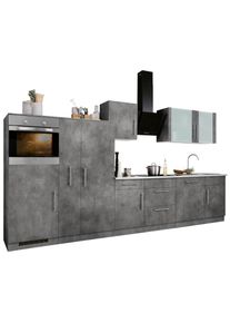 Wiho-Küchen Wiho Küchen Küchenzeile »Cali«, Mit E-Geräten, Breite 360 Cm grau, Größe B: 360 cm B: 360 cm made_in_germany, Mit 28 mm starker Arbeitsplatte
