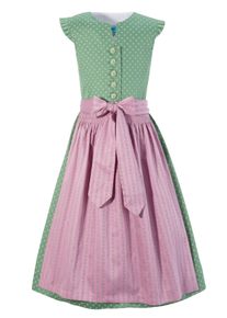 Turi Landhaus Dirndl, (2 Tlg.), Mit Angesetzten Ärmeln - Made In Europe grün, Größe 116 - N-Gr, Hochgeschlossenes Dirndl mit Blumenprint