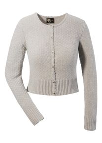 Turi Landhaus Trachtenstrickjacke, Mit Schmuckknöpfen - Made In Europe grau, Größe 36, Mit traditionellem Strickmuster