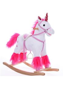 Spielwerk® Dondolo per bambini Unicorno peluche bianco 75x29x75cm