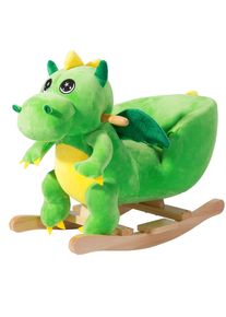 Spielwerk® Dondolo per bambini Dino peluche verde 63x32x52cm