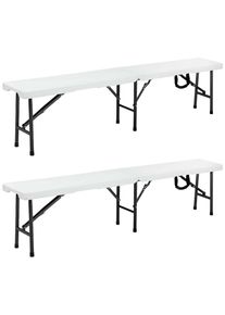 Casaria® Panchine da giardino set 2pz. bianco plastica pieghevoli