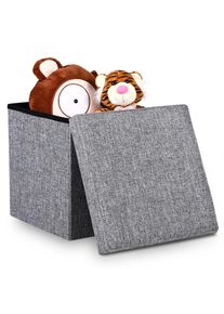 Casaria® Pouf contenitore grigio 38x38x38cm 40L