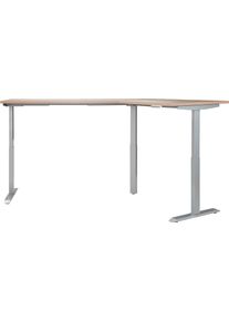 MAJA MÖBEL Maja Möbel , Schreibtisch »eDJUST Schreibtisch 5510«, 120° Winkelkombination, elektrisch höhenverstellbar, 2-Motoren-Gestell, Memoryfunktion , grau...