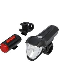 Fischer Die Fahrradmarke FISCHER Fahrräder , Fahrradbeleuchtung, (Set, 3, Front- und Rücklicht), mit zusätzlicher Bodenleuchte , schwarz , Fahrradbeleuchtung