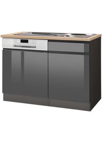 HELD MÖBEL Held Möbel , Spülenschrank »Virginia«, 110 cm breit, inklusive Einbauspüle , grau , grau Hochglanz