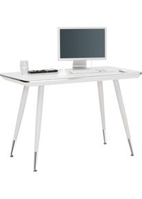MAJA MÖBEL Maja Möbel , Schreibtisch »Schreib- und Computertisch 5007«, Chromrahmen, Metallgestell weiß mit Chromfüßen, Oberboden Weißglas ESG-Sicherheitsglas...