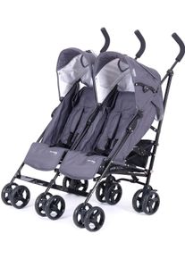 Knorrbaby , Zwillingsbuggy »Side by Side, grau«, mit schwenk- und feststellbaren Vorderrädern; Farbe, die im Dunkeln leuchtet;...