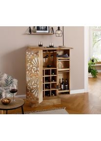 Home Affaire , Barschrank »Alankar«, aus massivem Mangoholz, mit schöner Fräsung auf den Türenfronten, Höhe 113 cm , orange , mango