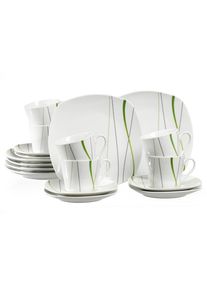 Ritzenhoff & Breker Ritzenhoff & Breker , Kaffeeservice »GRACE«, (Set, 18 tlg.), Spülmaschinengeeignet , weiß , weiß-grün