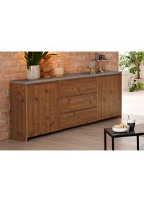 Home Affaire , Sideboard &raquo;Maribo&laquo;, im modernem Landhaus-Stil, mit sch&ouml;ner Betontopplatte, Breite 200 cm , beige , naturfarben