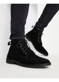 ASOS DESIGN desert boots in black suede with leather detail