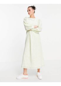 Fashion Union midi smock dress with balloon sleeves in lime floral-Multi