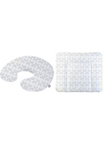 Rotho Babydesign , Wickelauflage »Seashell Shape«, (Set, 2 tlg.), inklusive Stillkissen Mini; Made in Europe , grau , weiß-grau