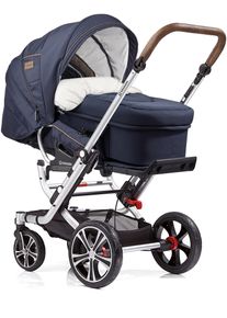 Gesslein , Kombi-Kinderwagen &raquo;F6 Air+, eloxiert/tabak mit Tragetasche C2 Compact, marine/Tupfen&laquo;, Made in Germany; Kinderwagen , blau