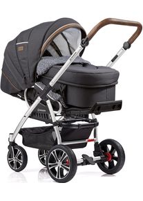Gesslein , Kombi-Kinderwagen &raquo;F4 Air+, eloxiert/tabak mit Tragetasche C2 Compact, anthrazit/Sterne grau wei&szlig;&laquo;, ; Made in Germany; Kinderwagen , grau