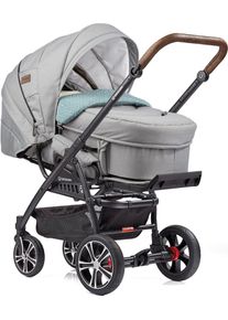 Gesslein , Kombi-Kinderwagen &raquo;F4 Air+, schwarz/tabak mit Tragetasche C2 Compact, granitgrau/petrol Tupfen&laquo;, Made in Germany; Kinderwagen , grau