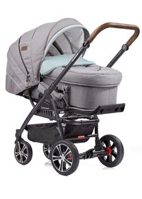 Gesslein , Kombi-Kinderwagen &raquo;F4 Air+, schwarz/tabak mit Tragetasche C2 Compact, hellgrau meliert/Stern grau/mintgr&uuml;n meliert&laquo;, Made in Germany;...